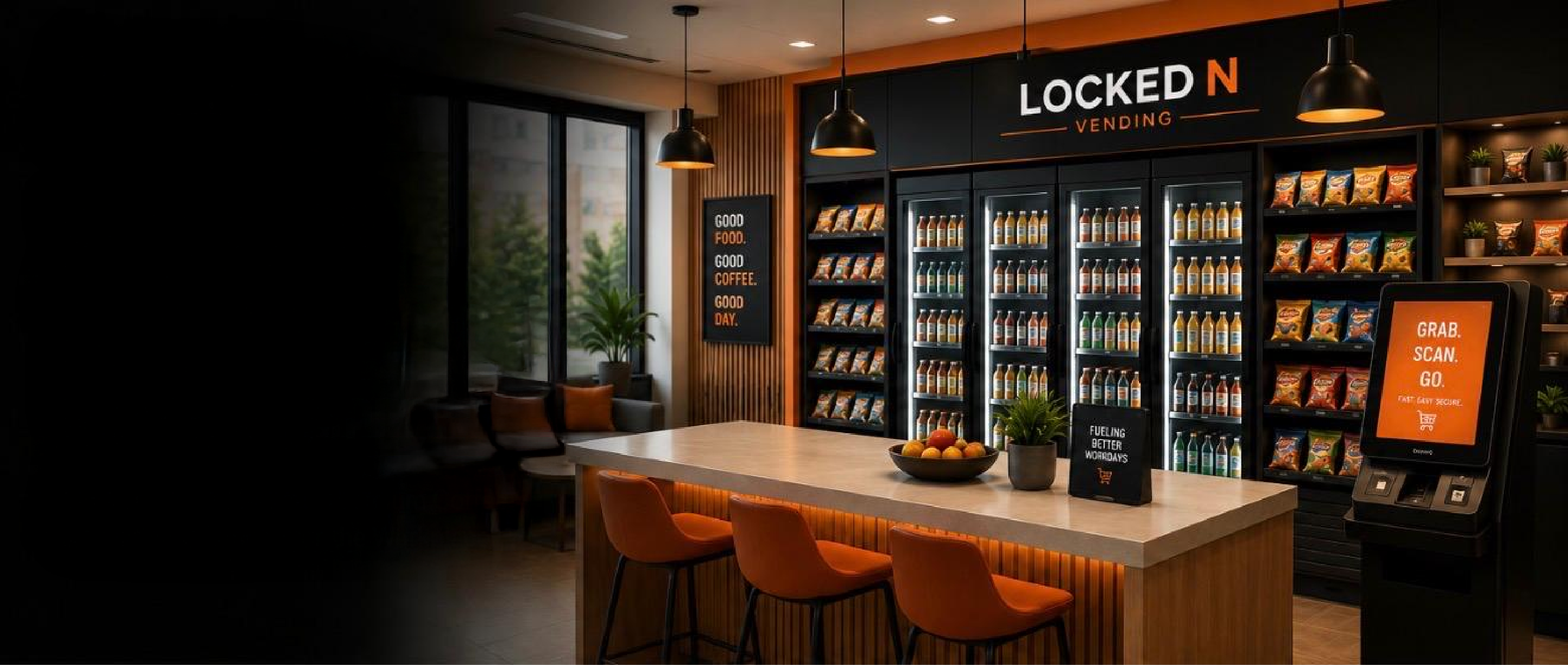 A modern Locked 'N Vending workplace micro market
